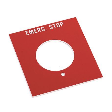 Rockwell Automation 800H 7 & 9 Legend Plates, Vertical, No Color Code, Standard, EMERGENCY STOP (Red)