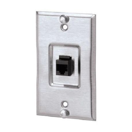 Panduit® KWP6PY Phone Wallplate, 1 Gangs, Silver, Stainless Steel
