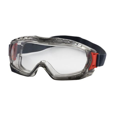 Bouton® 251-60-0020 Indirect Ventilated Single Standard Protective Goggles, Anti-Fog/Anti-Scratch Clear Polycarbonate Lens, Yes UV Protection, Elastic Strap, ANSI Z87.1, CAN/CSA Z94.3