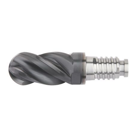 Kennametal® Duo-Lock™ UKBV0750Y4CN HARVI™ UKBV Center Cutting High Performance Modular Ball Nose End Mill, 3/4 in Diameter Cutter, 1-1/8 in Length of Cut, 4 Flutes, 66.8 mm OAL, AlTiN Coated