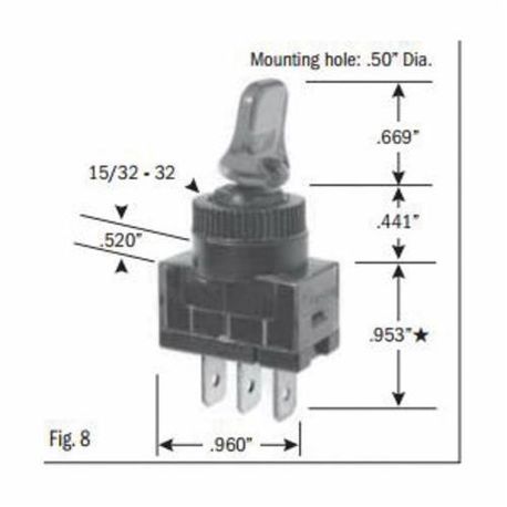 SELECTA® SS110R-BG Heavy Duty Toggle Switch, 12 VDC, 16 A, SPST Contact Configuration