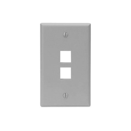 QuickPort® 41080-2GP Standard Size Wallplate, 1 Gang, 4.53 in H x 2.77 in W, Plastic, Gray