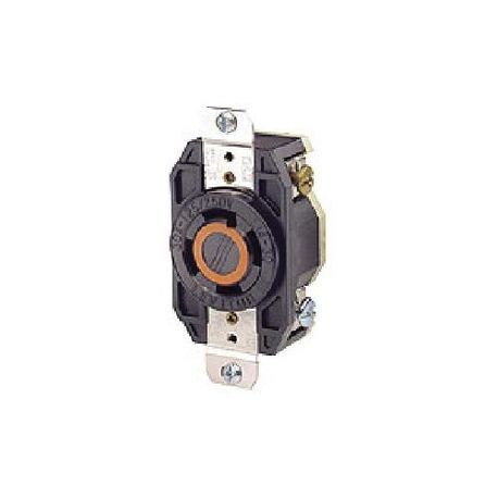 Leviton® V-0-Max® 2710 Grounding Locking Receptacle, 125/250 VAC, 30 A, 3 Poles, 4 Wires, Black