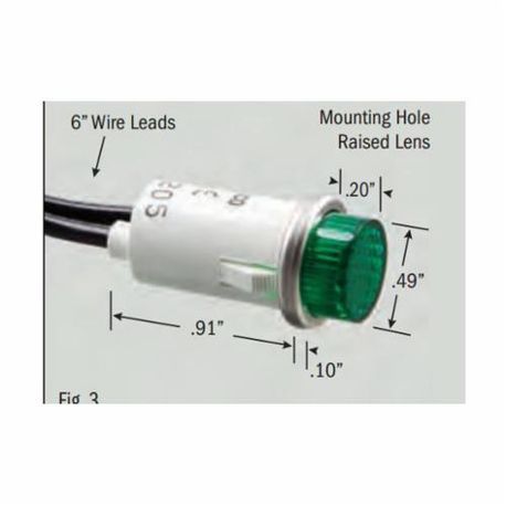 SELECTA® SL53413-6-BG Indicator Light, 0.33 W Wattage, Raised Lens, Panel Mounting