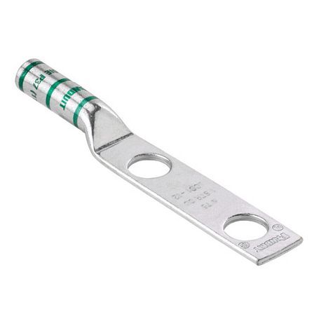 Panduit® Pan-Lug™ LCC6-14A-L LCC 2-Hole Compression Lug, 6 AWG Copper Conductor, Die Code: P24, 1/4 in Stud