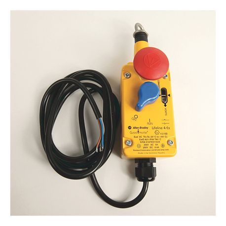 Rockwell Automation EX Lifeline 4 Explosion proof cable pull and Pushbutton actuated safety Interlock switch, Cable and Push Button Actuated Emergency Stop, 2 Normally Closed, 2 Meter Cable (6.5 ft)