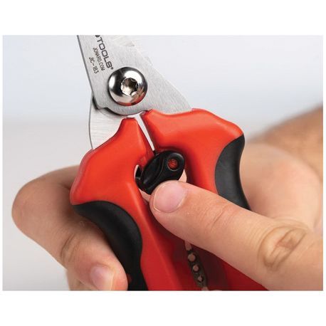 Jonard Tools® JIC-183 Heavy Duty Scissor With Wire Stripper, 8 in OAL, Knife Tip, Serrated Edge, Stainless Steel Blade