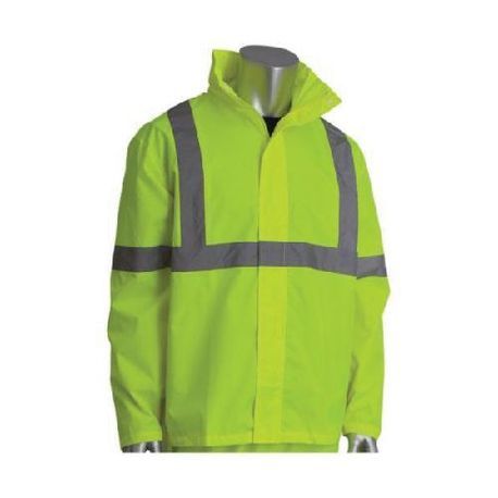 PIP® 353-1000LY-2X/3X Rainsuit Set, 2XL/3XL, Hi-Viz Yellow, Polyester, 56 in Waist, 32-1/2 in Inseam Length, Roll-UP Hood