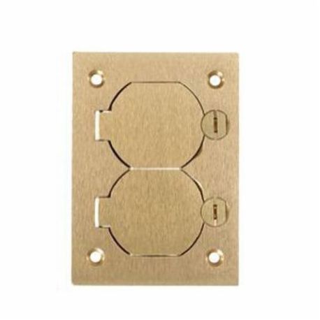 PREMISE WIRING S3825 Duplex Flap Rectangle Floor Box Cover, 4.35 in L x 3.1 in W, For Use With Flush Floor Box, Brass