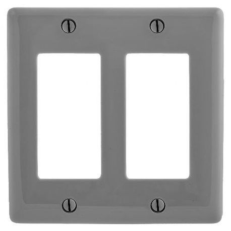 Bryant Electric NP262GY Standard Wallplate, 2 Gangs, 4.63 in H x 4.69 in W, Nylon, Gray