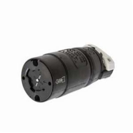 Wiring Device-Kellems Hubbellock® HBL21414B Grounding Heavy Duty Locking Connector, 600/250 VAC/VDC, 30/20 A, 3 Pole, 4 Wires, Black