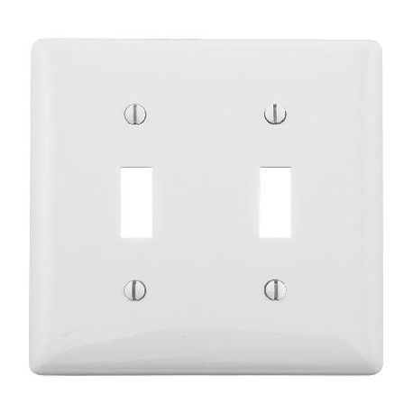 PREMISE WIRING NPJ2W Mid-Size Wallplate, 2 Gangs, 4.88 in H x 4.94 in W, Nylon, White