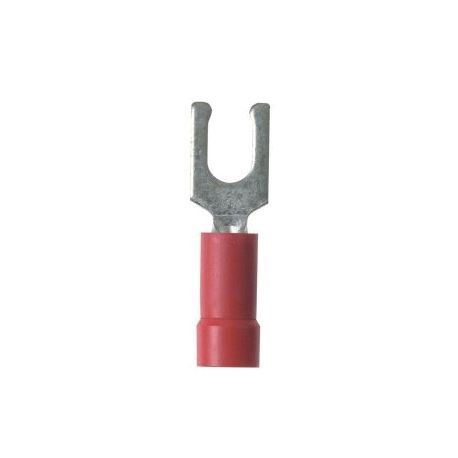 Panduit® Pan-Term® PV18-6LF-MY Locking Fork Terminal, 22 to 18 AWG Conductor, 0.9 in L, Brazed Seam/Funnel/Serrated Barrel, Copper, Red