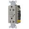 Wiring Device-Kellems Circuit Guard® GF20GYLA Heavy Duty Self-Grounding Staple GFCI Receptacle With LED Indicator, 125 VAC, 20 A, 2 Pole, 3 Wires, Gray