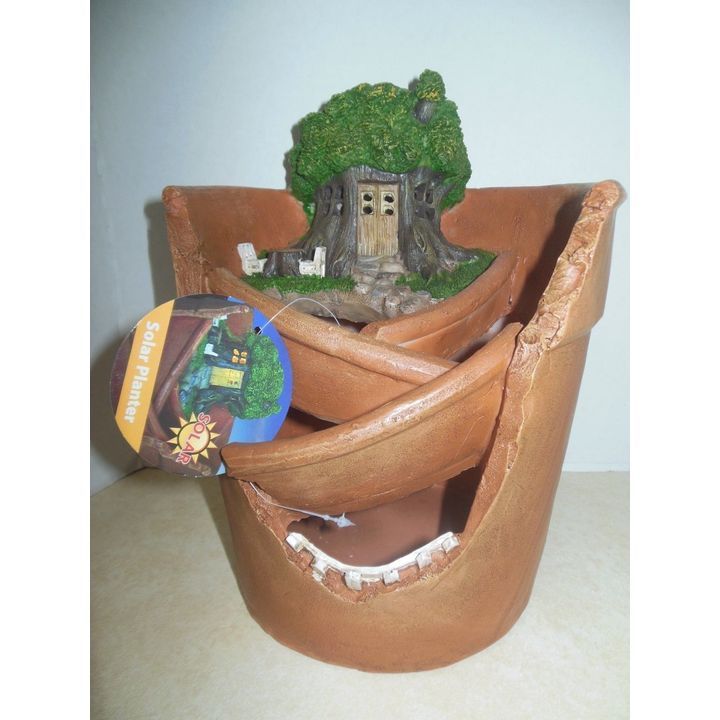New Fairy Garden With Solar Light Miniature Succulent Plant New Fairy Garden With Solar Light Miniature Succulent Plant Polyresin Pot