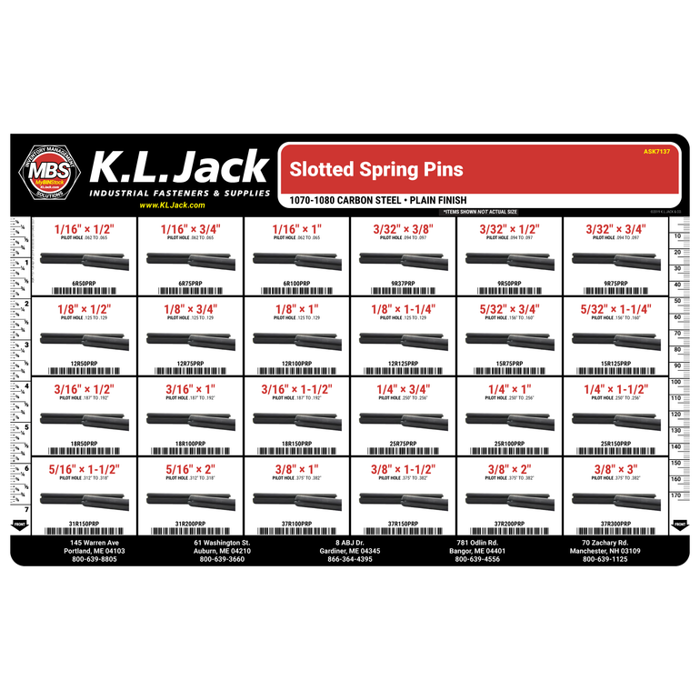 Plain Carbon Steel Roll Pin(Spring) Assortment K.L. Jack