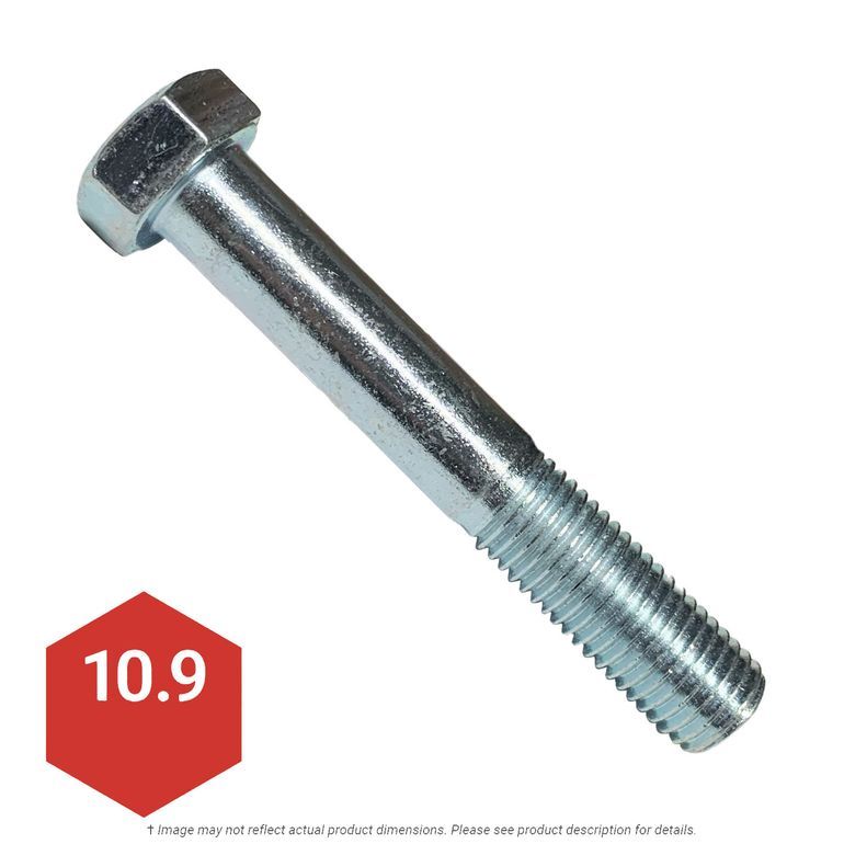 M8-1.25 x 65mm Zinc Plated Hex Head Cap Screw Class 10.9