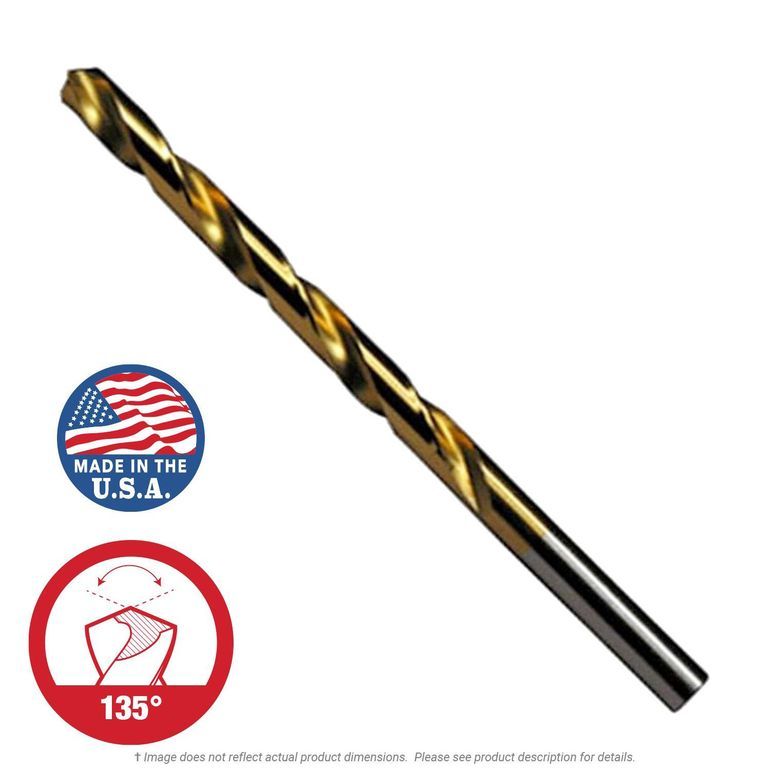 1/4" Titanium Nitride Coated Drill 135° pt. 6 per Pack K.L. Jack