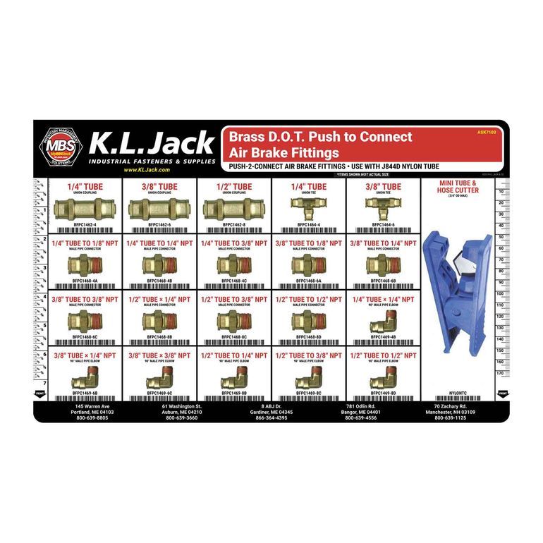 Brass DOT PushtoConnect Field Repair Assortment K.L. Jack