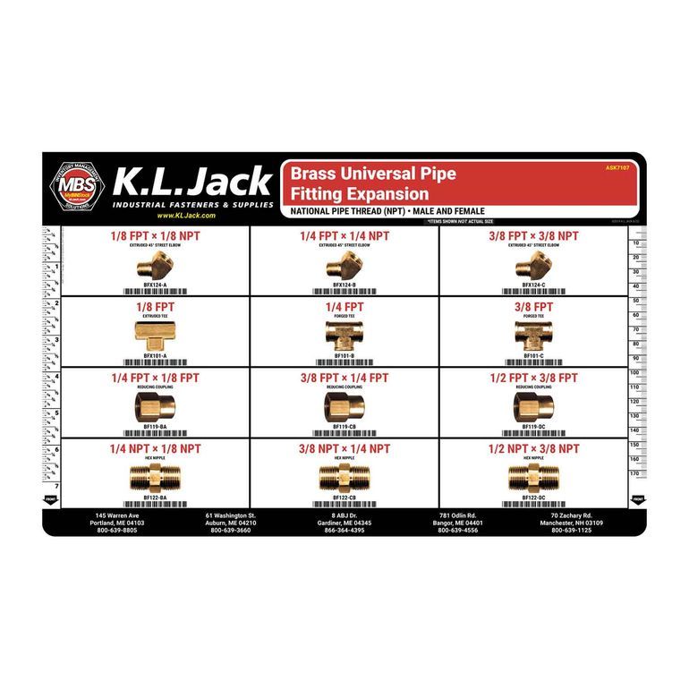 Brass Universal Pipe Fitting Expansion Assortment K.L. Jack