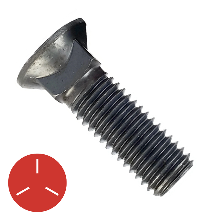 3/8"16 x 11/2" 3 Flat Head Plow Bolt Grade 5 K.L. Jack