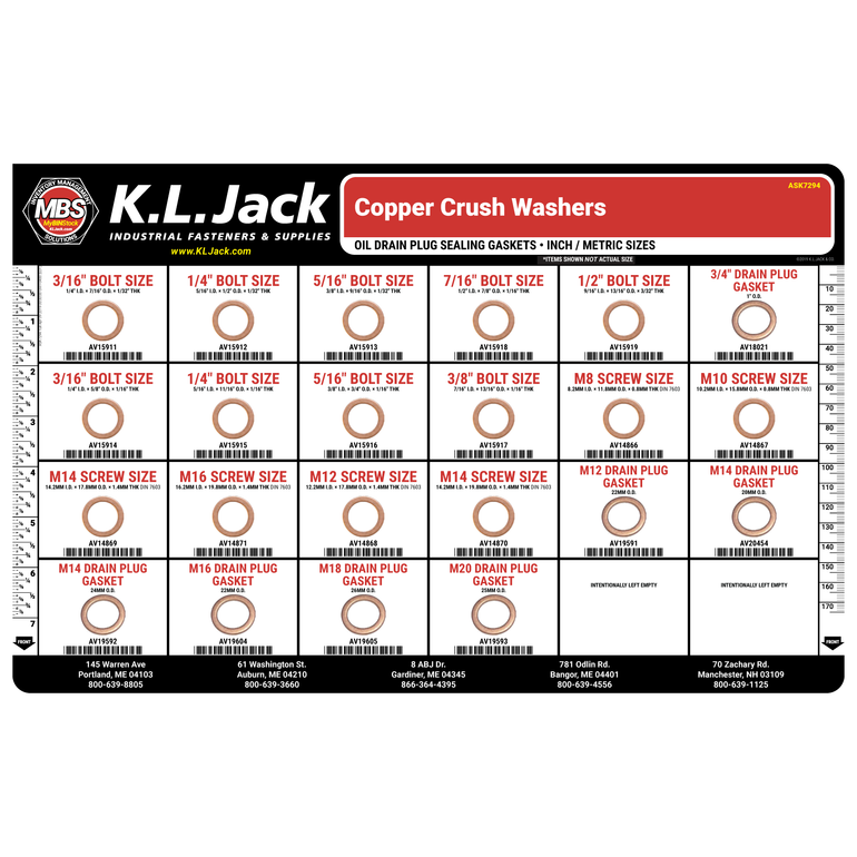 Copper Crush Washer Assortment K.L. Jack