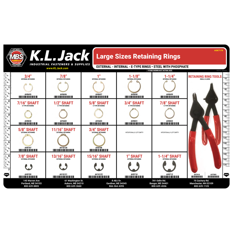 Large Sizes Retaining Ring Assortment K.L. Jack